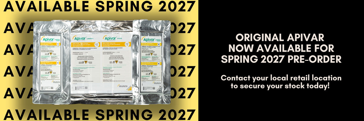 A graphic depicting that original apivar can now be pre-ordered for Spring 2027
