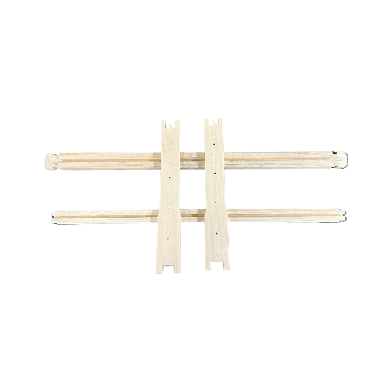 The components of the Propolis non-assembled wooden frame on a white background.