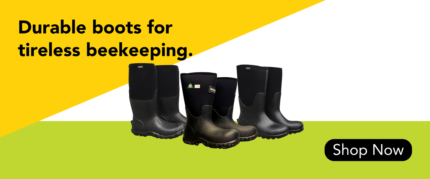Banner that promotes the sale of boots with a colourful background