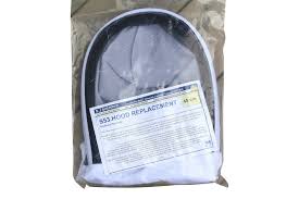 A picture of a hood replacement in clear packaging on a white background