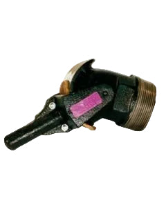 Black metal pump on a white background